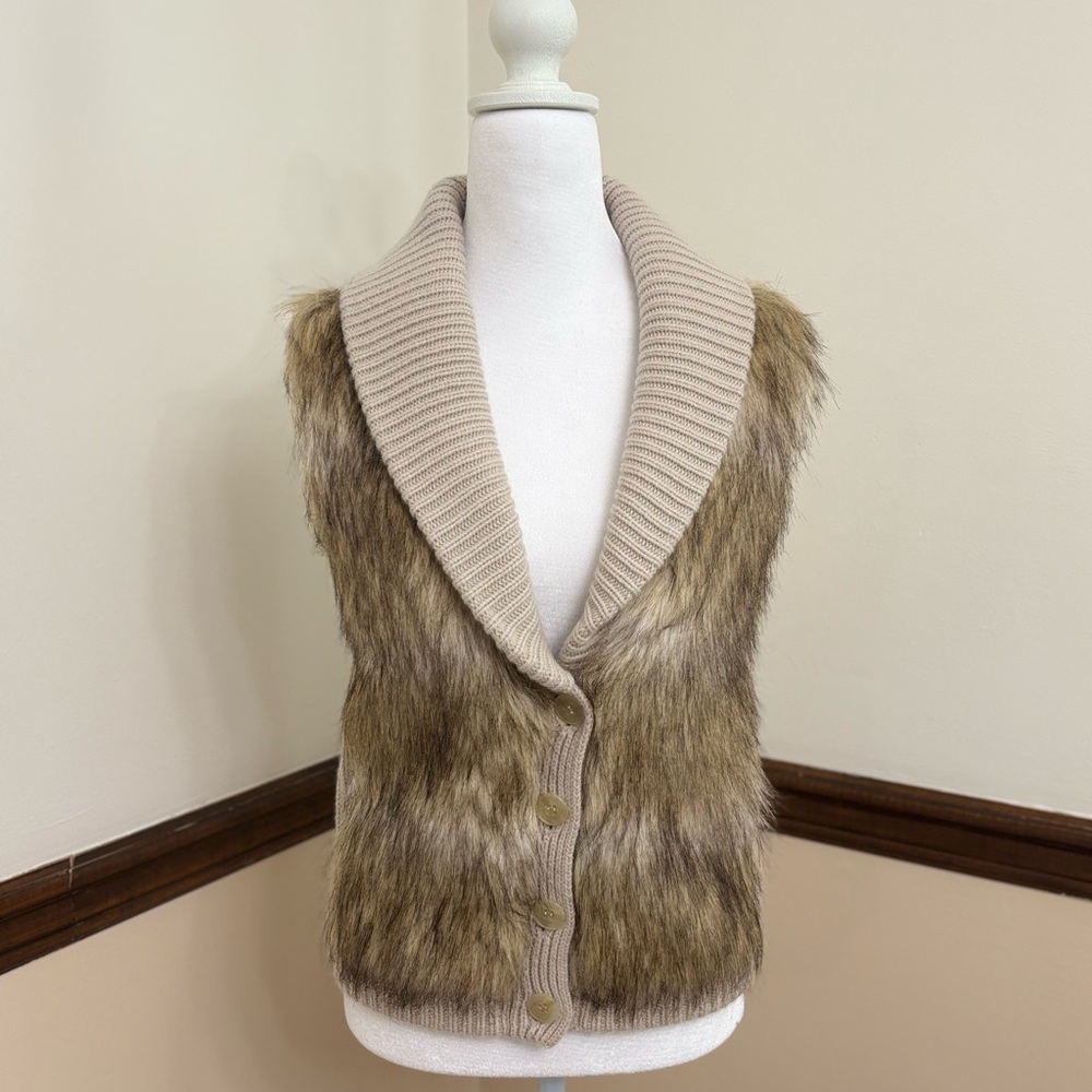 ann taylor faux fur sweater vest